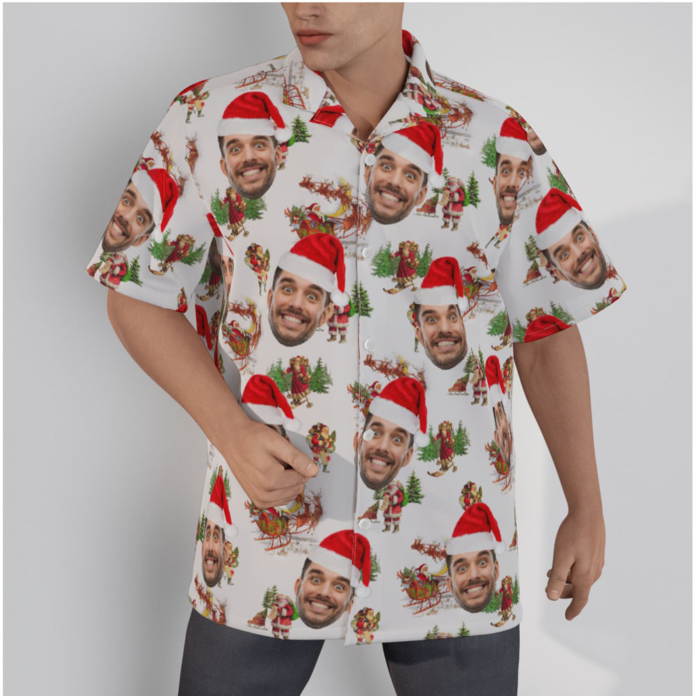 Customized Vintage Santa Claus Christmas Hawaiian Shirt With Face - variant image 1