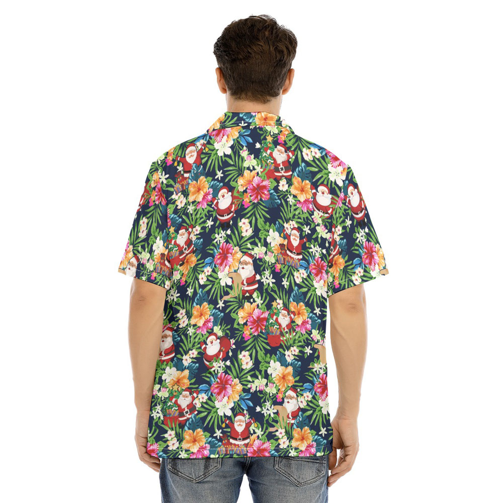 Cute Christmas Santa Claus Floral Hawaiian Shirt