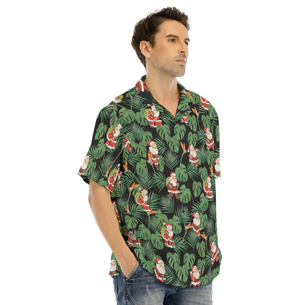 Tropical Christmas Santa Claus Men's Hawaiian Shirt