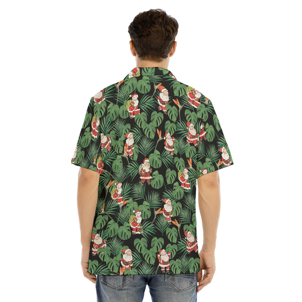 Tropical Christmas Santa Claus Men's Hawaiian Shirt
