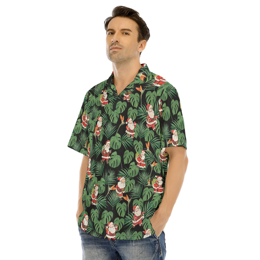 Tropical Christmas Santa Claus Men's Hawaiian Shirt