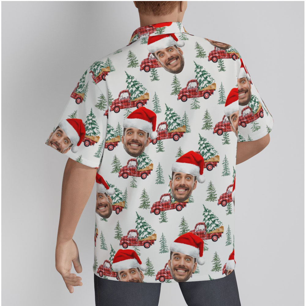 Christmas Car Aloha Shirt With Custom Face