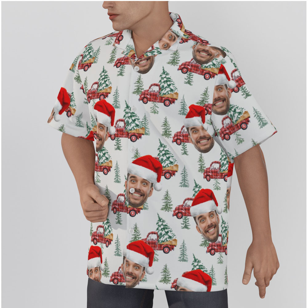 Christmas Car Aloha Shirt With Custom Face