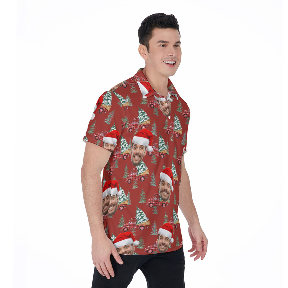 Christmas Car Classic Hawaiian Polo Shirt With Custom Face