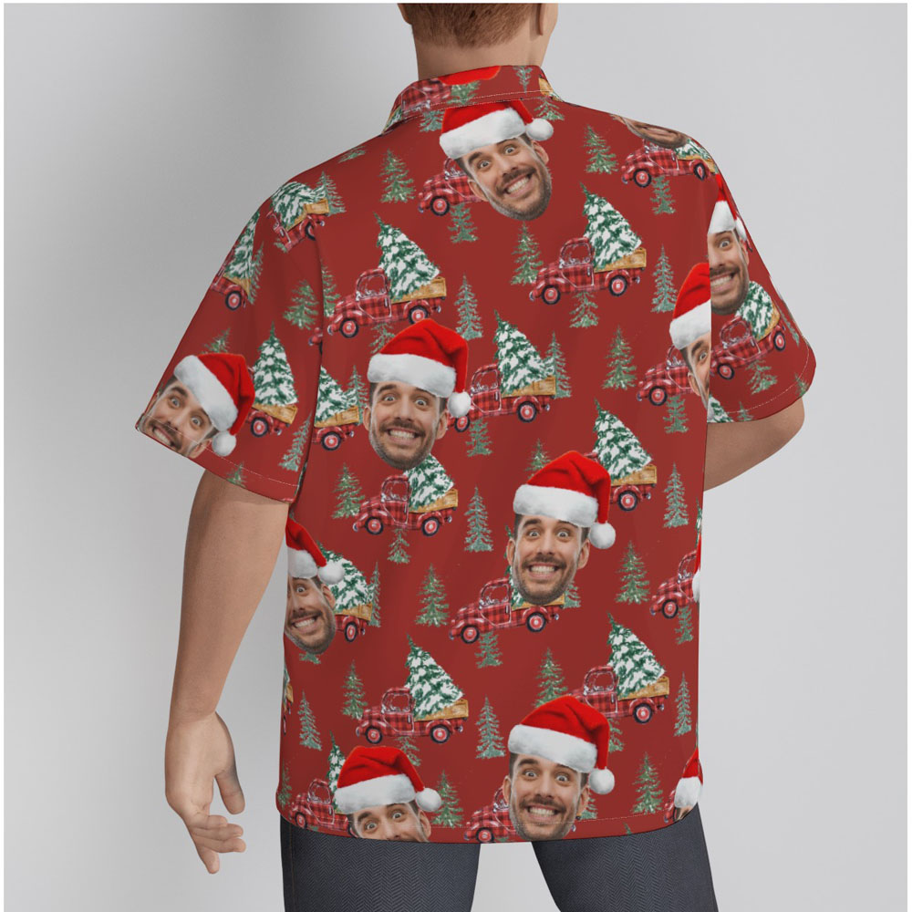 Custom Face Chritsmas Car Red Hawaiian Shirt