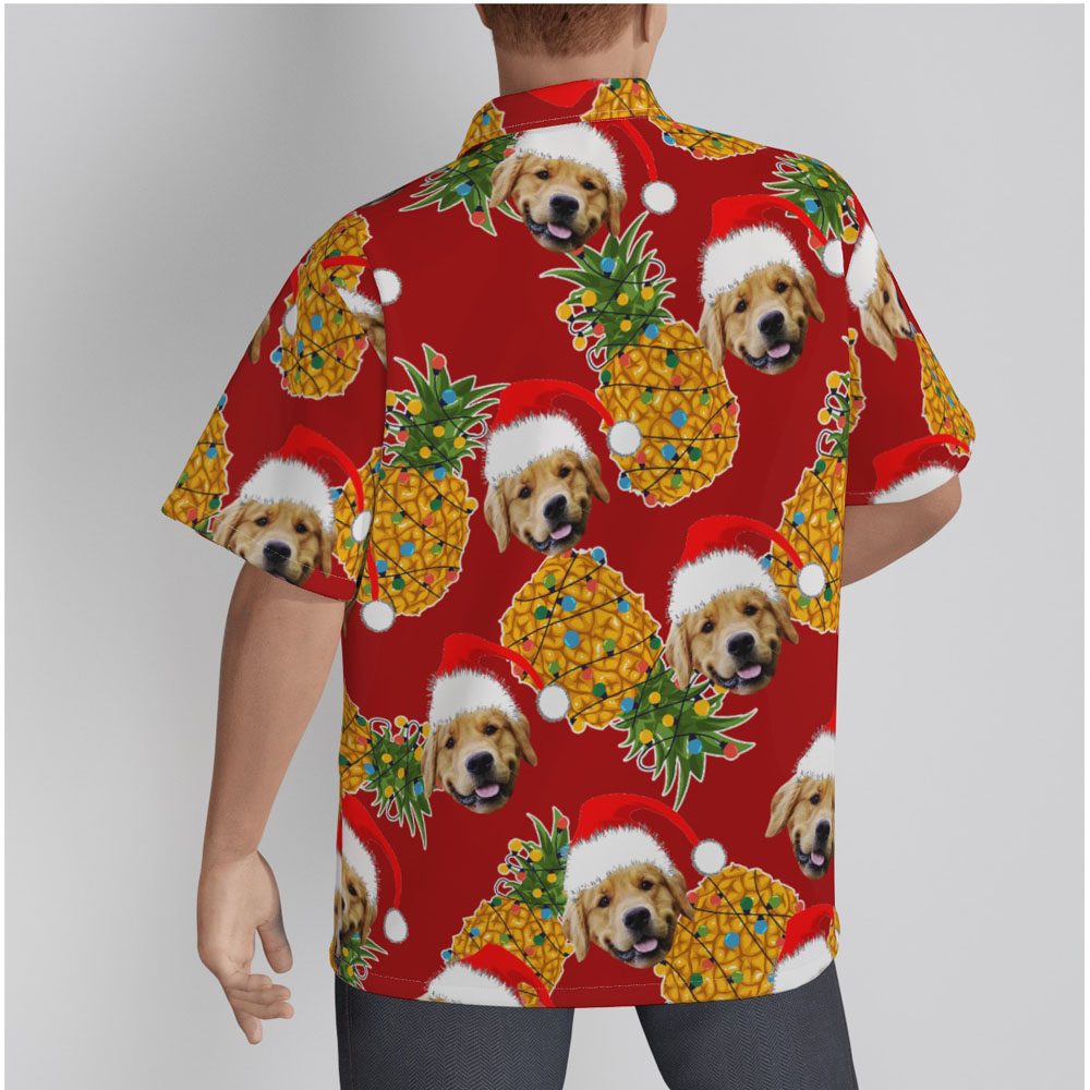 Funny Custom Dog Face Christmas Pineapple Aloha Shirt