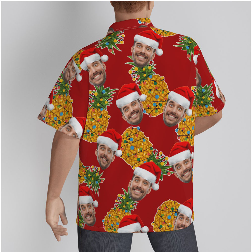 Customize Christmas Pineapple Hawaiian Shirt With Face