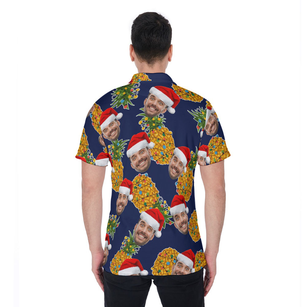 Christmas Pineapple Navy Hawaiian Men's Polo Shirt