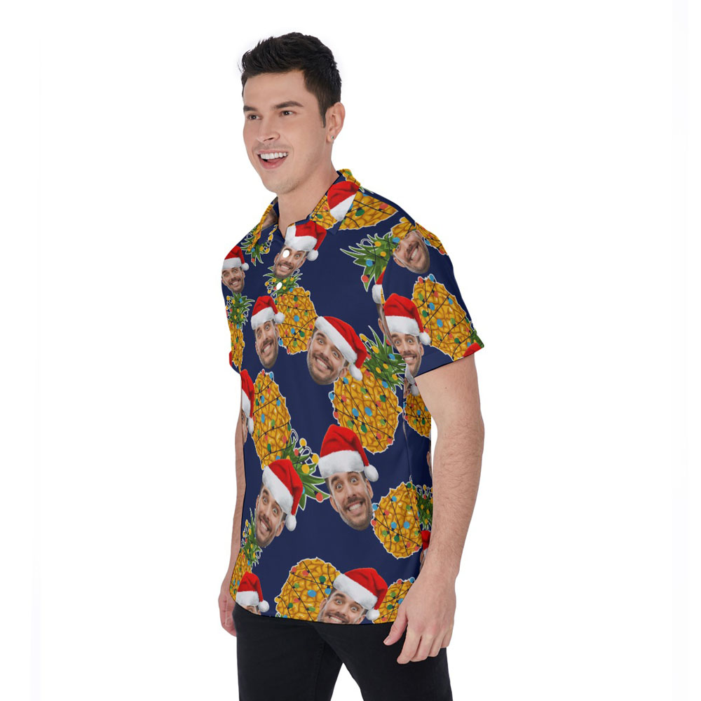 Christmas Pineapple Navy Hawaiian Men's Polo Shirt