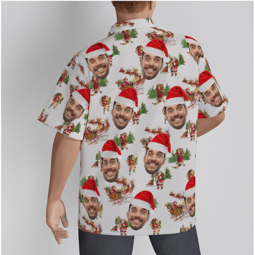 Customized Vintage Santa Claus Christmas Hawaiian Shirt With Face