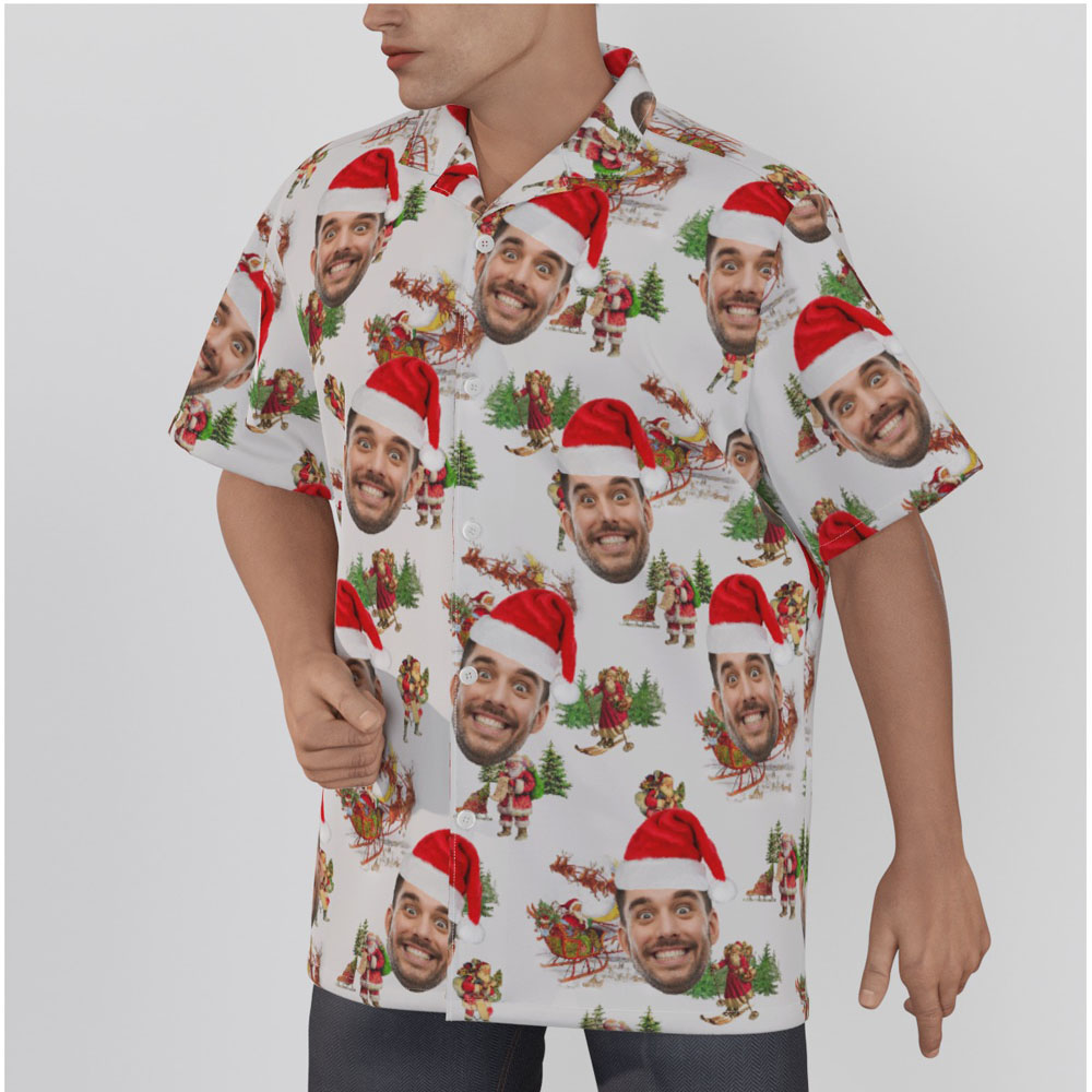 Customized Vintage Santa Claus Christmas Hawaiian Shirt With Face