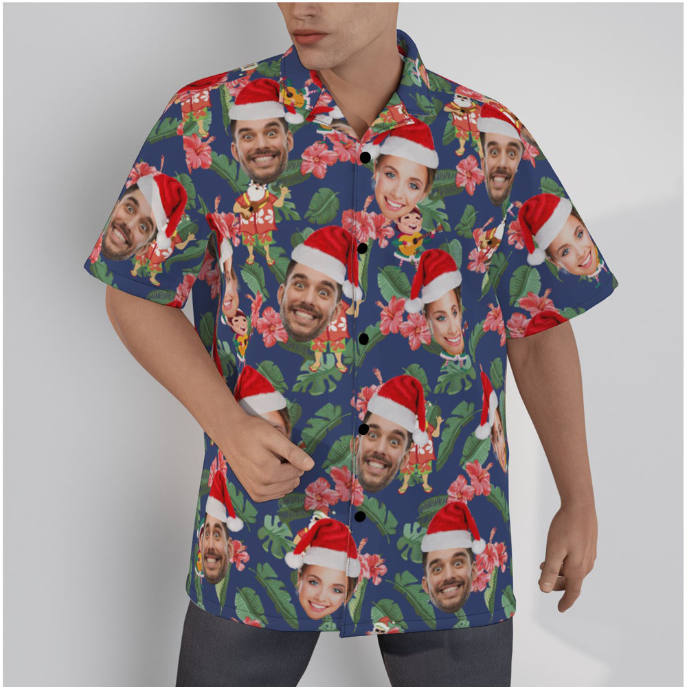 Classic Santa Ukulele Tropical Hawaiian Shirt With Custom Face - variant image 1