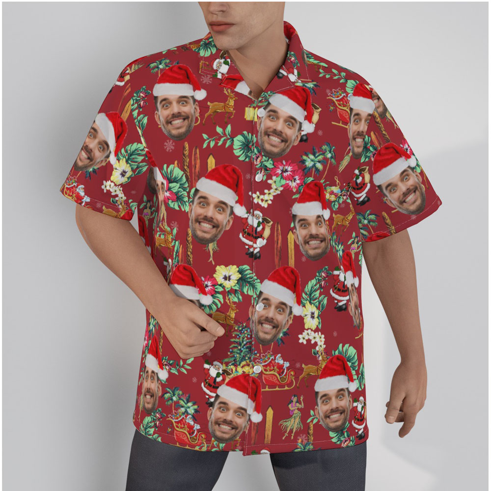 Funny Custom Face Vintage Christmas Aloha Shirt - variant image 1