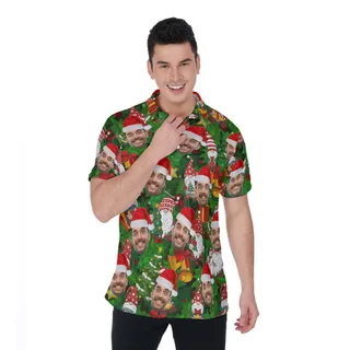 Cute Gnome Christmas Hawaiian Polo Shirt With Custom Face