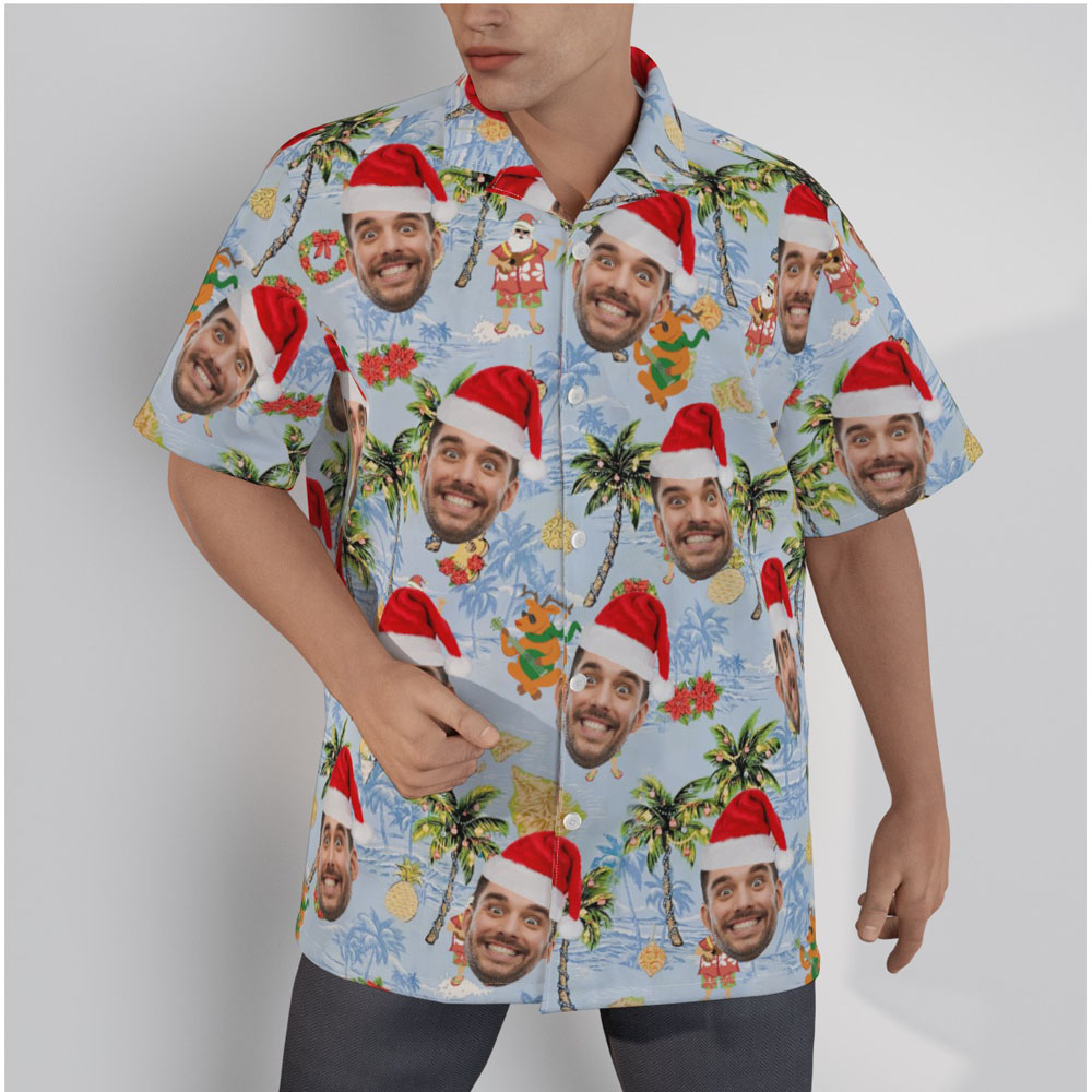 Funny Custom Face Christmas In July Hawaiian Shirt - variant image 1