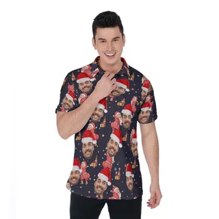 Custom Face Christmas Naughty Santa Hawaiian Polo Shirt