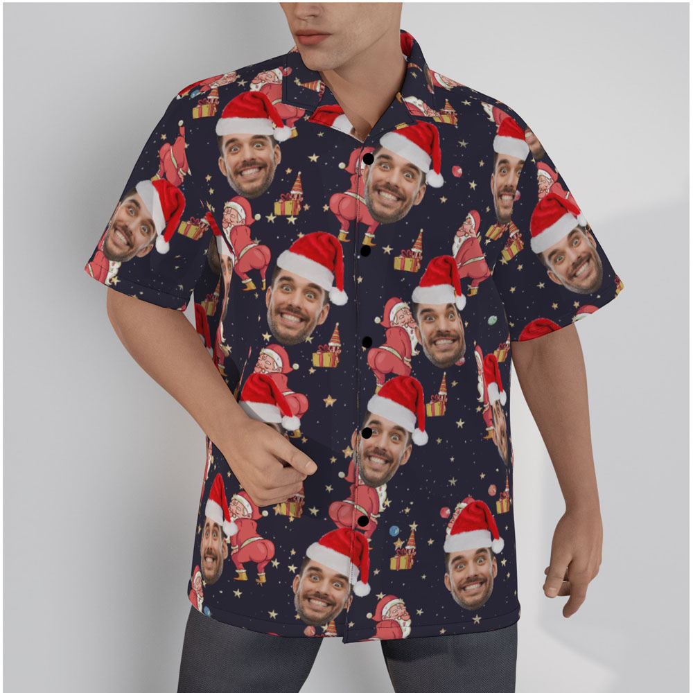 Funny Naughty Santa Custom Face Christmas Hawaiian Shirt - variant image 1