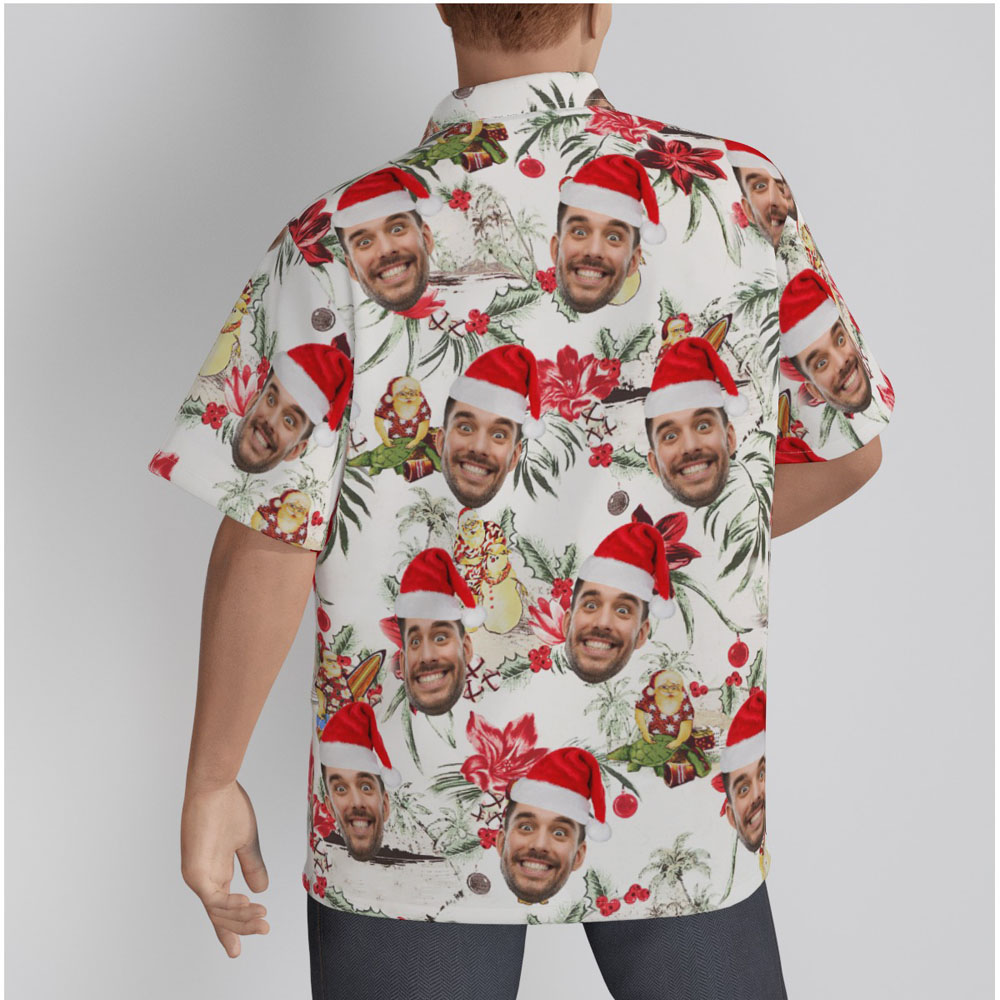 Funny Custom Face Vintage Santa Christmas Hawaiian Shirt