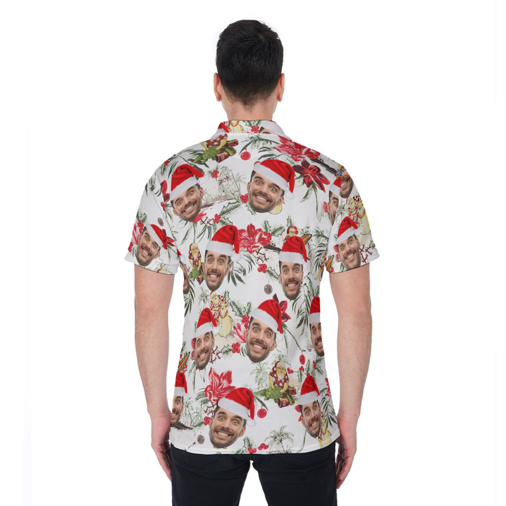 Custom Face Christmas Classic Santa Hawaiian Polo Shirt