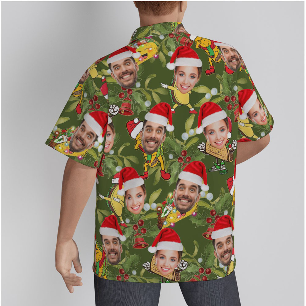 Christmas Taco Custom Face Green Hawaiian Shirt