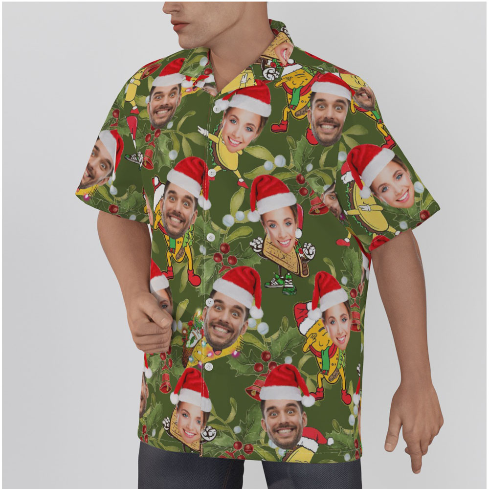 Christmas Taco Custom Face Green Hawaiian Shirt