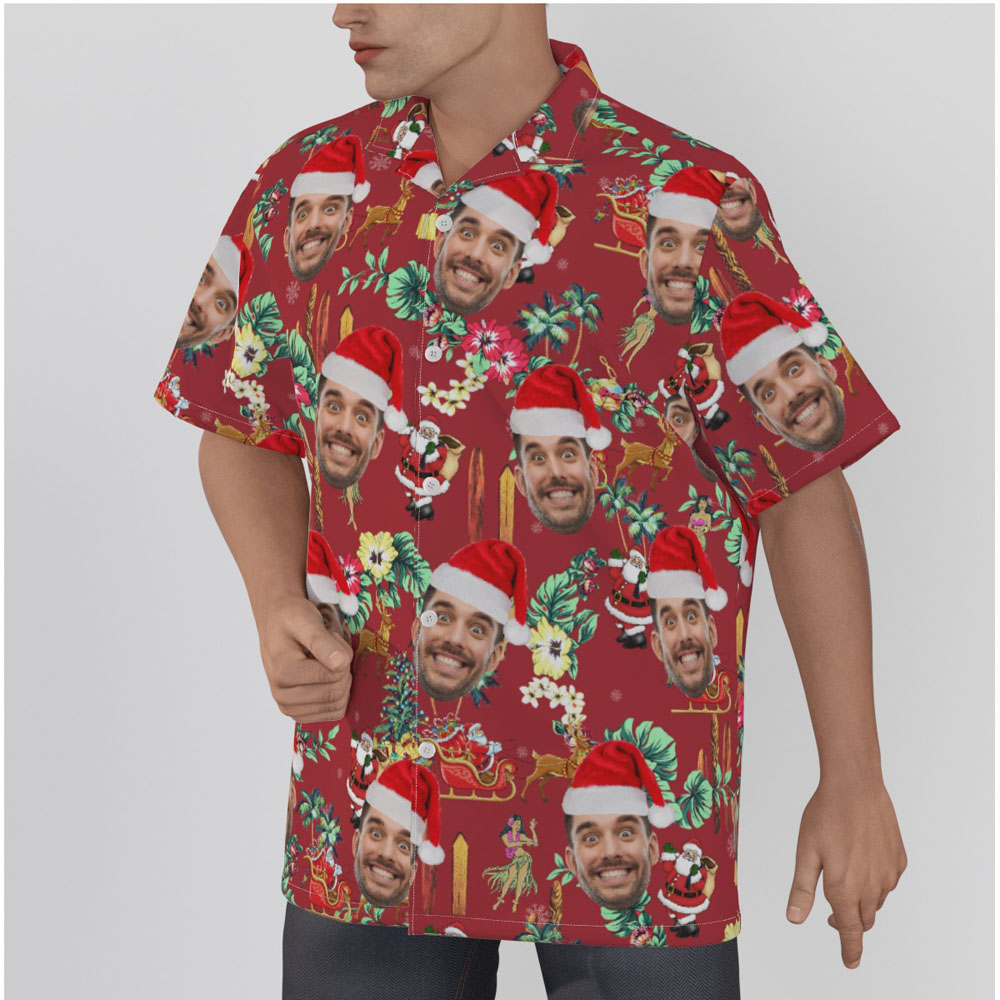 Funny Custom Face Vintage Christmas Aloha Shirt