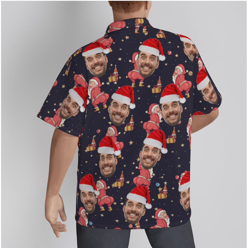 Funny Naughty Santa Custom Face Christmas Hawaiian Shirt