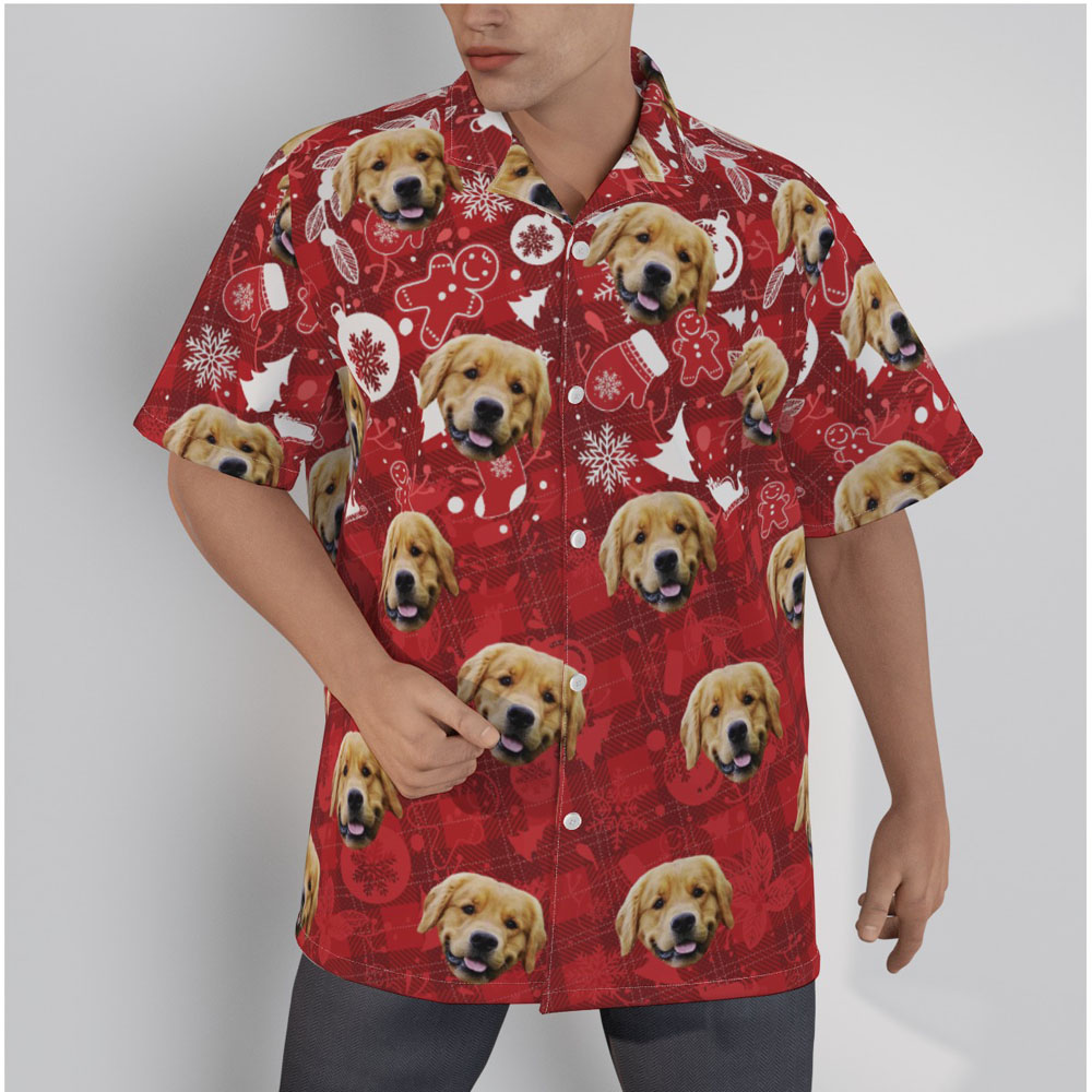 Custom Dog Face Christmas Ginger Bread Vintage Hawaiian Shirt - variant image 1