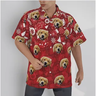 Custom Dog Face Christmas Ginger Bread Vintage Hawaiian Shirt