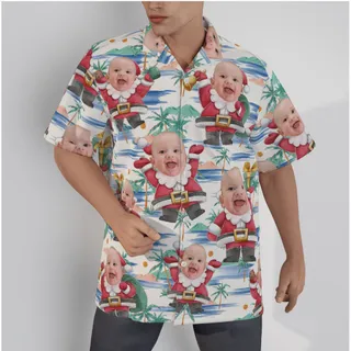Funny Custom Baby Face Christmas Santa Claus Hawaiian Shirt