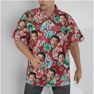 Flamingo Holiday Christmas Hawaiian Shirt With Custom Face