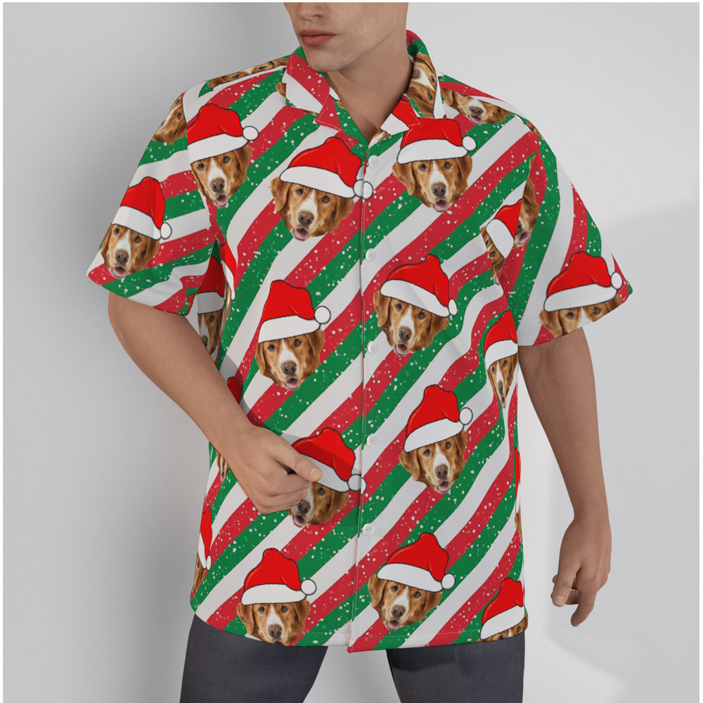 Funny Custom Dog Face Xmas Party Hawaiian Shirt - variant image 1