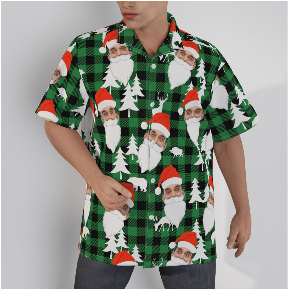 Funny Custom Face With Santa Beard Christmas Hawaiian Shirt - variant image 1