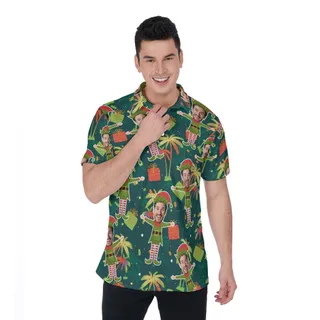 Custom Face Christmas Elf Hawaiian Polo Golf Shirt