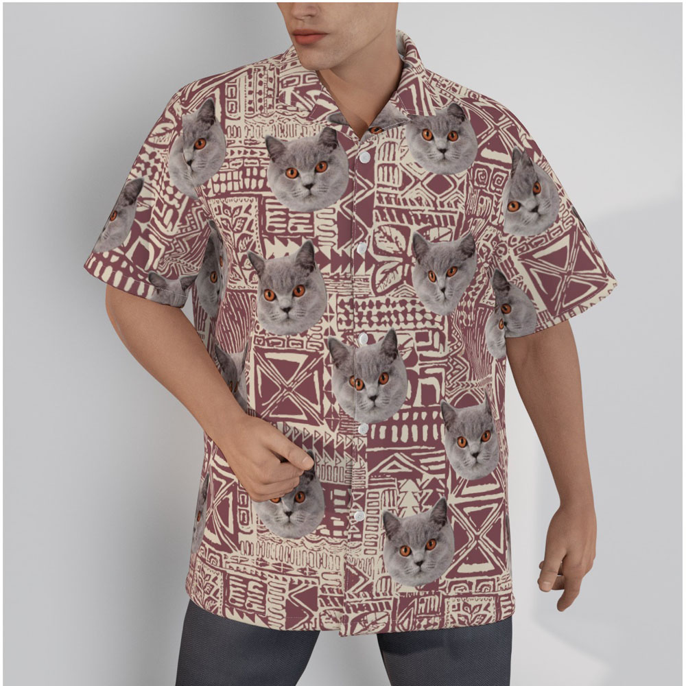 Funny Custom Cat Face Classic Hawaiian Shirt - variant image 1