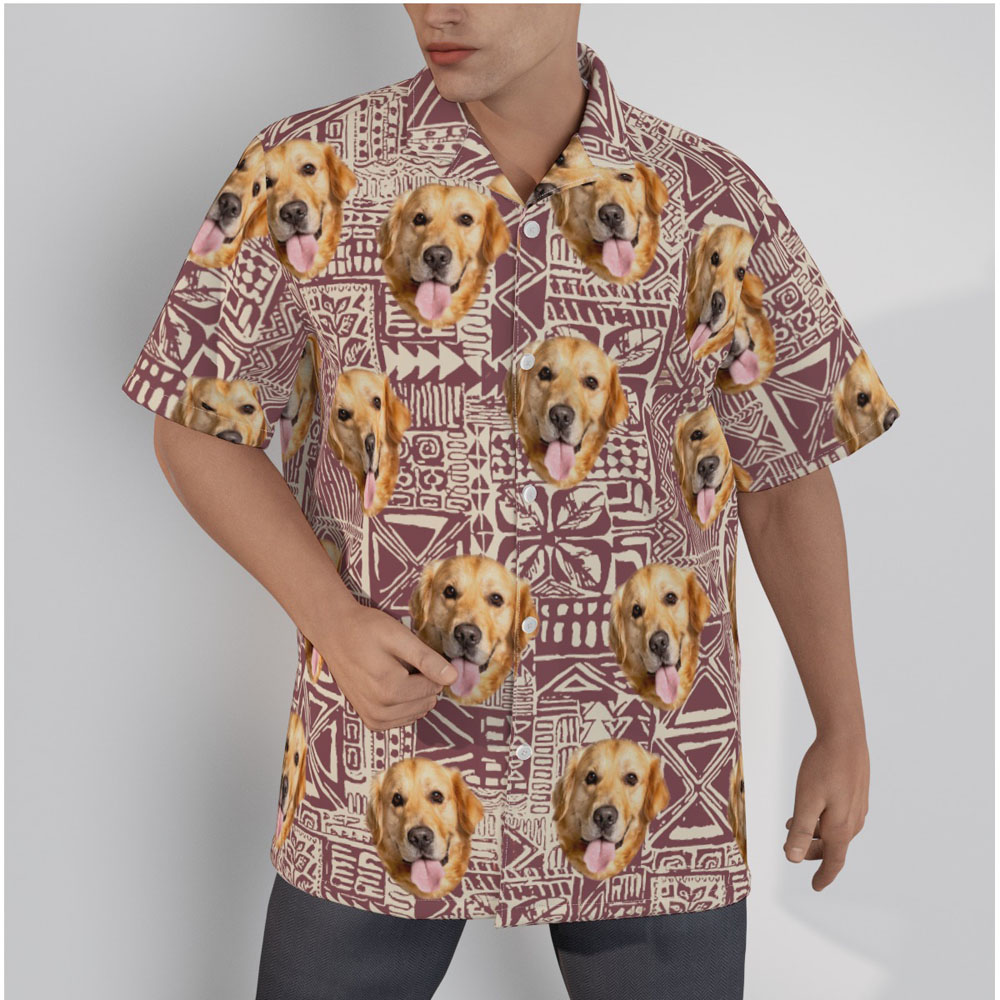 Funny Custom Dog Face Vintage Hawaiian Shirt - variant image 1