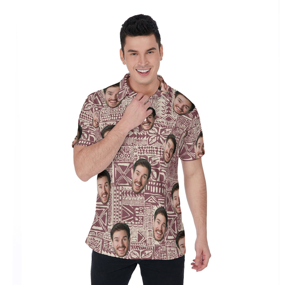 Funny Custom Face Classic Hawaiian Polo Shirt For Men - variant image 1
