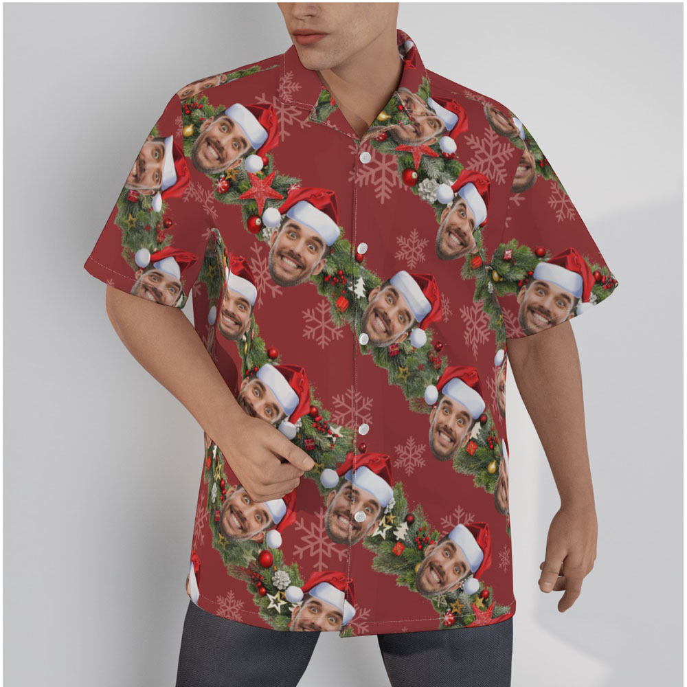 Funny Custom Face Christmas Decorations Men's Hawaiian Shirt - variant image 1