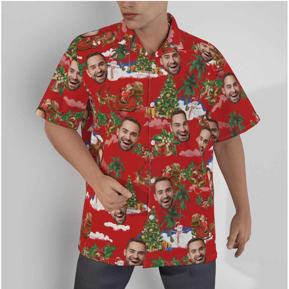 Christmas Santa Vintage Hawaiian Shirt With Custom Face - variant image 1