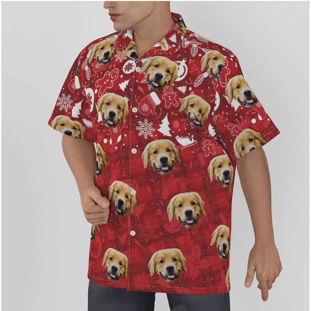 Custom Dog Face Christmas Ginger Bread Vintage Hawaiian Shirt