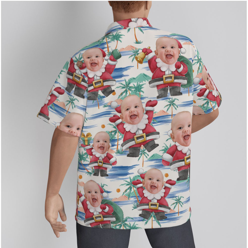 Funny Custom Baby Face Christmas Santa Claus Hawaiian Shirt