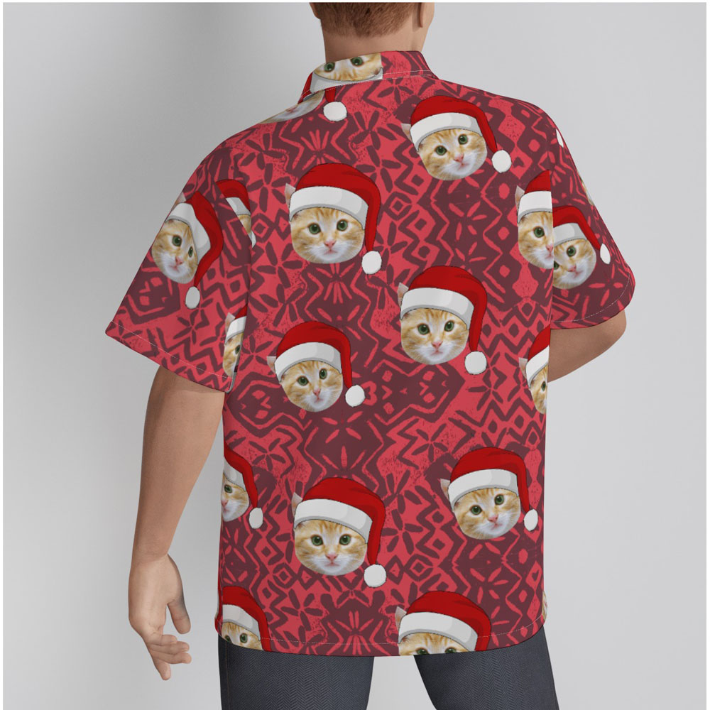Cute Custom Cat Face Christmas Vintage Hawaiian Shirt
