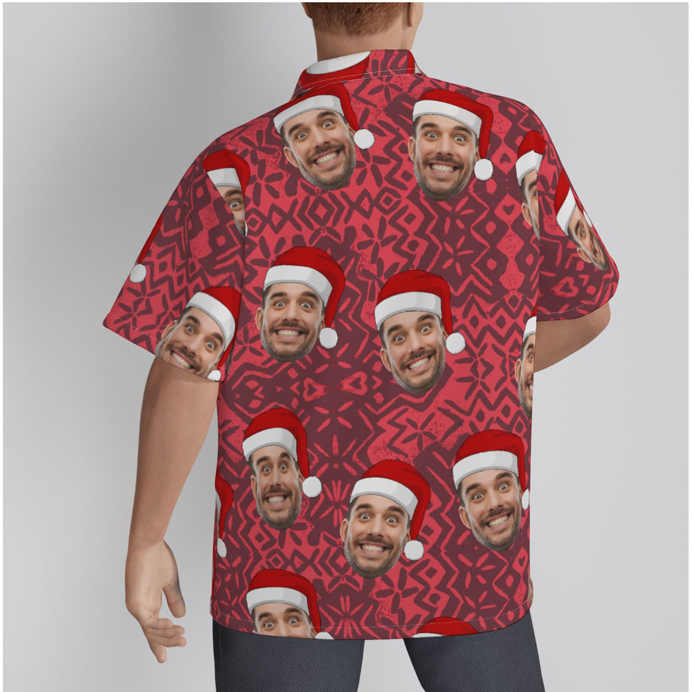Funny Xmas Custom Face Holiday Vintage Red Hawaiian Shirt