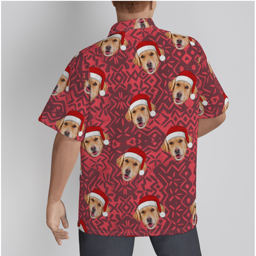 Funny Custom Dog Face Christmas Vintage Red Hawaiian Shirt