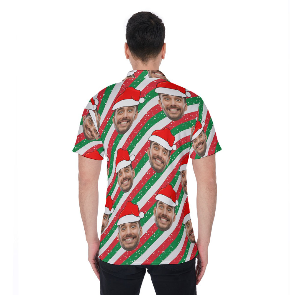 Funny Custom Face Xmas Party Hawaiian Polo Shirt