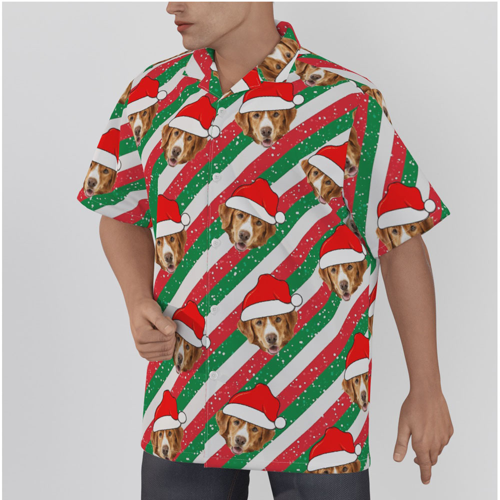 Funny Custom Dog Face Xmas Party Hawaiian Shirt