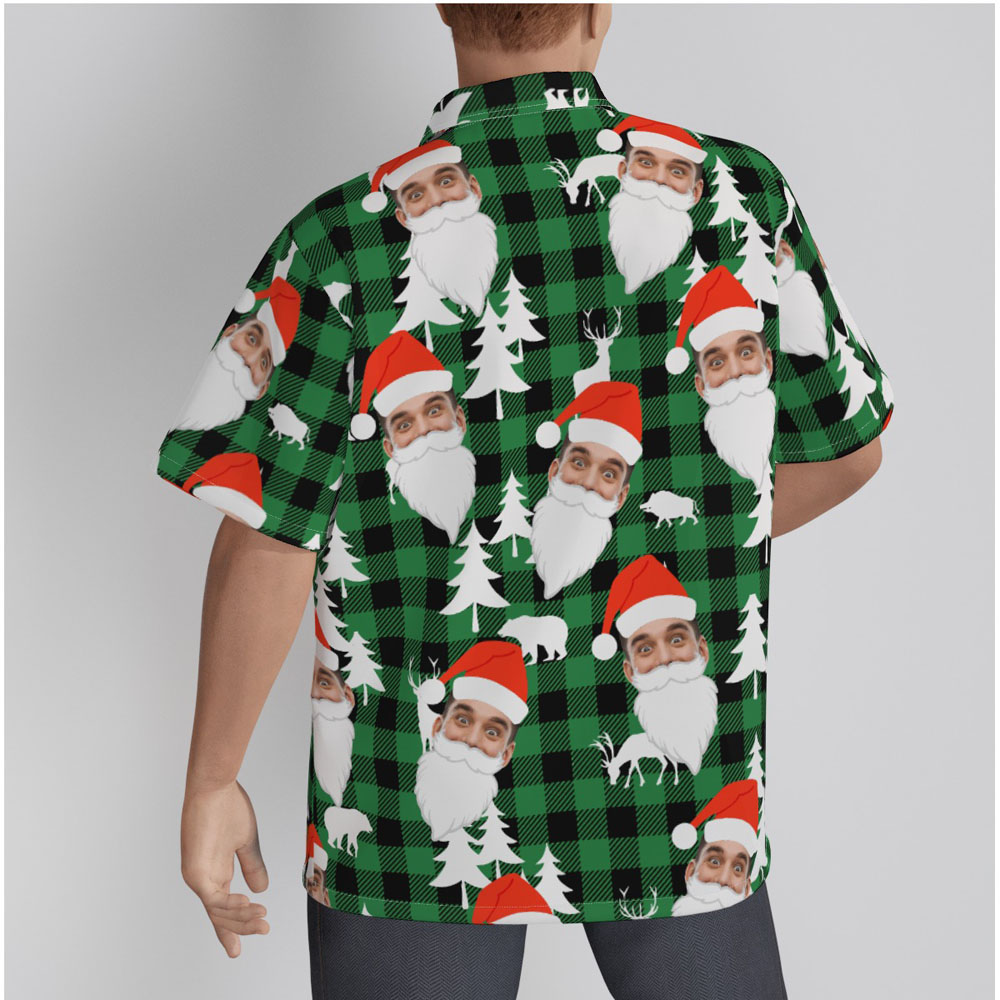 Funny Custom Face With Santa Beard Christmas Hawaiian Shirt