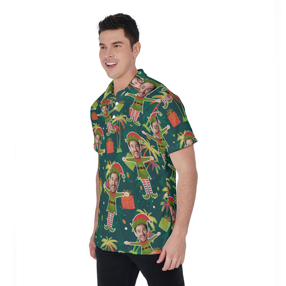 Custom Face Christmas Elf Hawaiian Polo Golf Shirt