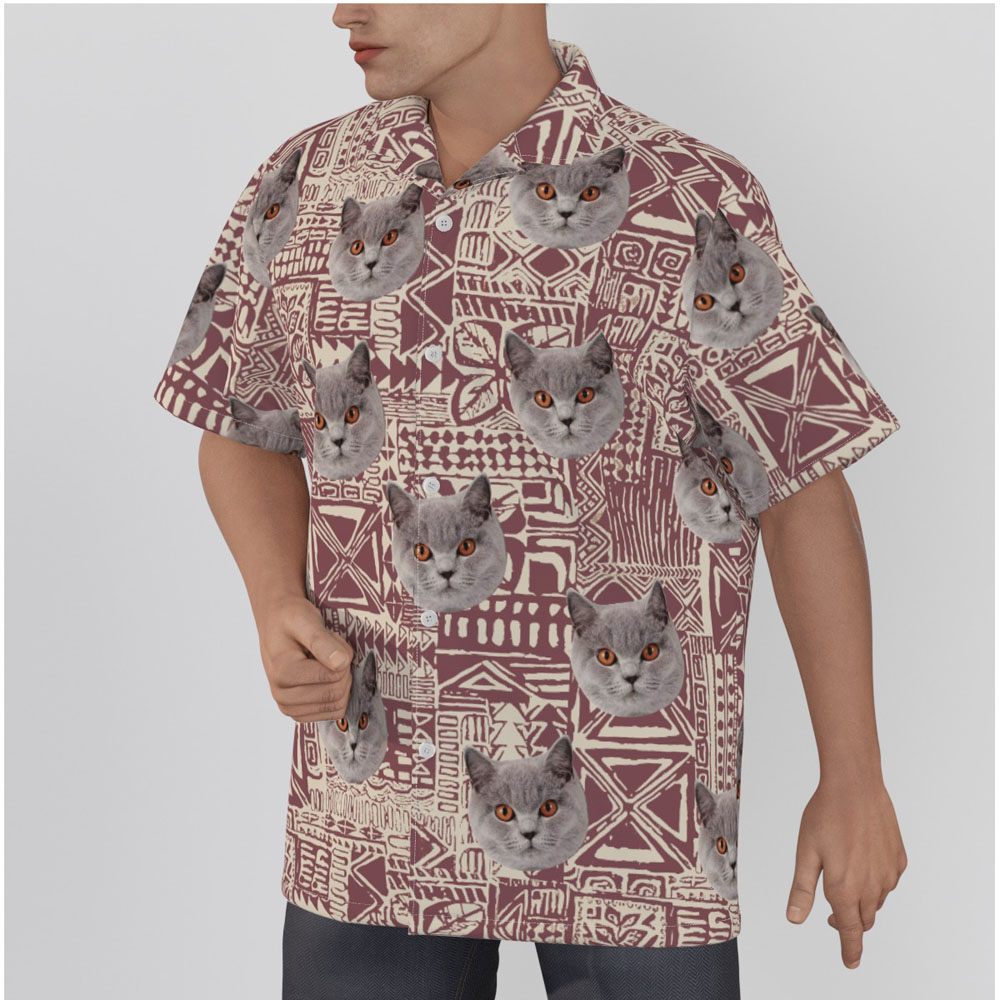 Funny Custom Cat Face Classic Hawaiian Shirt