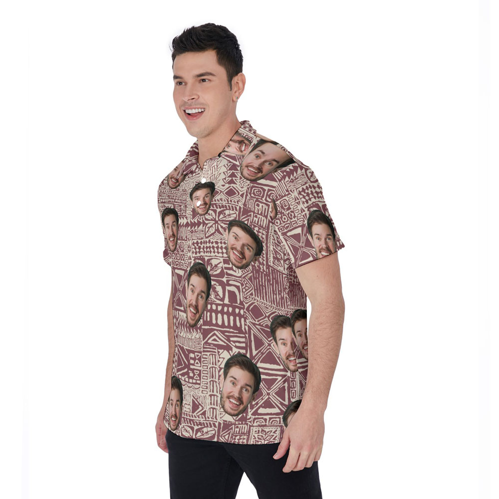 Funny Custom Face Classic Hawaiian Polo Shirt For Men